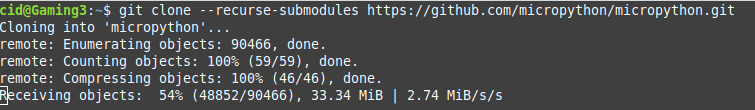 git clone --recurse-submodules https://github.com/micropython/micropython.git